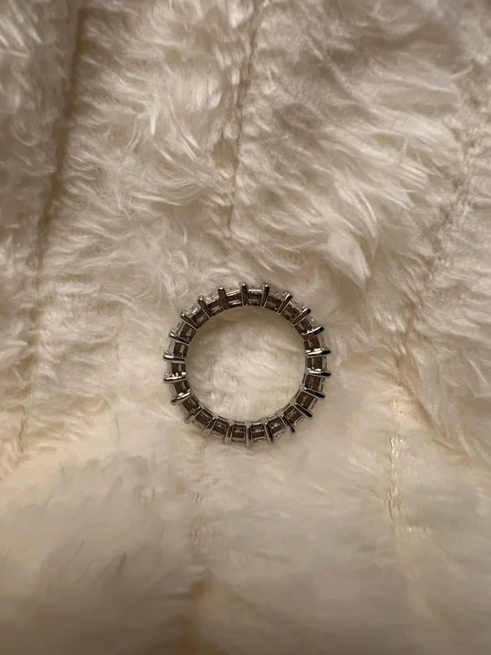 Silver Crystal Eternity Band - White CZ Accent Ring - Picture 5 of 5